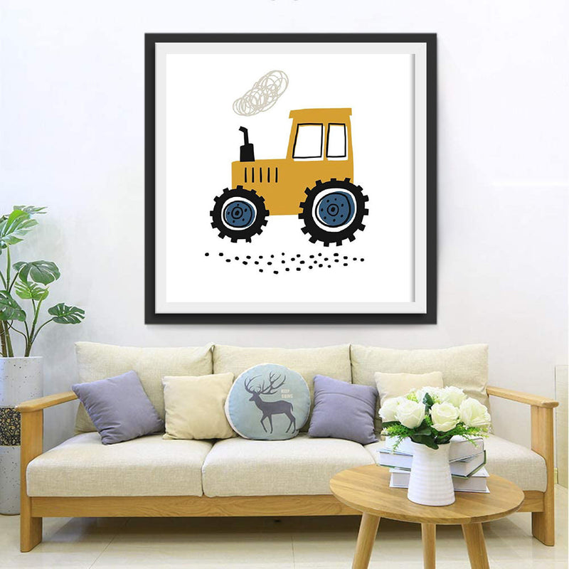 Voiture Jaune Cartoon Broderie Diamant