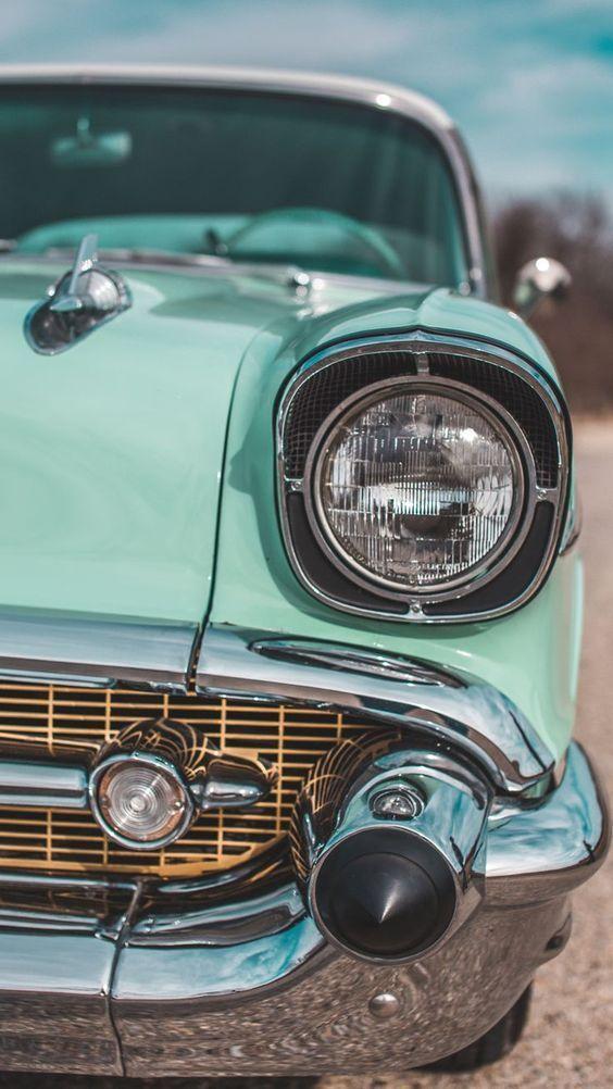 Voiture Rétro Bleu-Vert Broderie Diamant