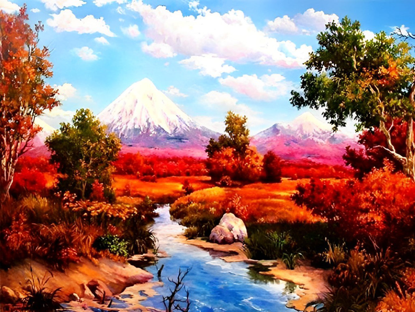 Volcan et Forêt Broderie Diamant