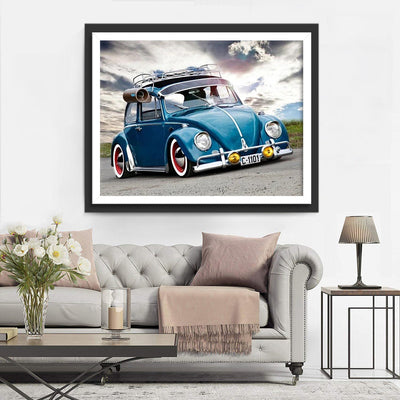 Volkswagen Coccinelle Bleue Broderie Diamant