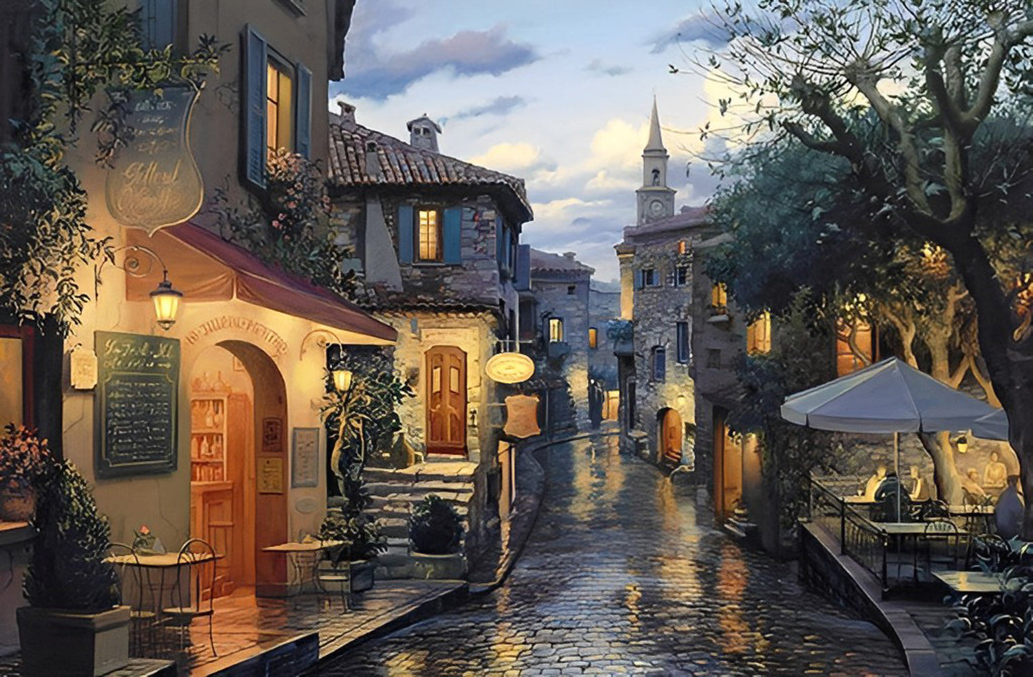 Vue de Rue en Europe de l'Est Broderie Diamant