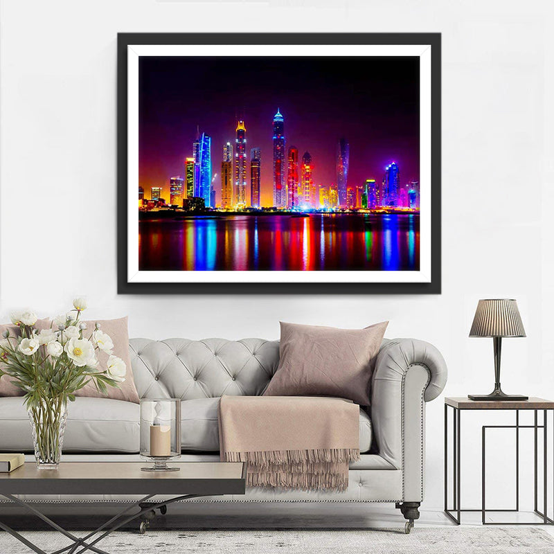 Vue Nocturne de Dubaï Broderie Diamant