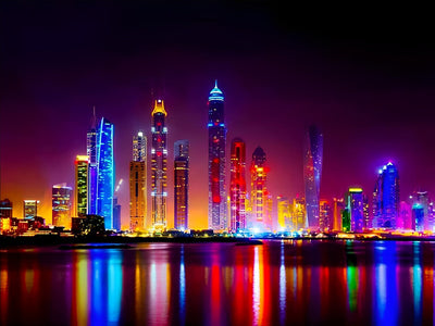 Vue Nocturne de Dubaï Broderie Diamant