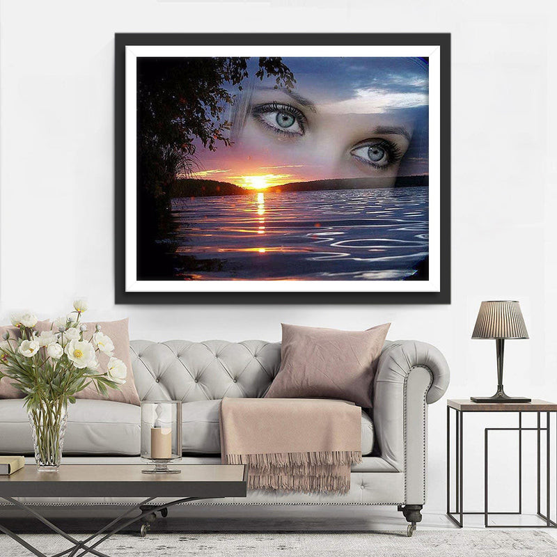 Yeux de Femme et Mer Broderie Diamant