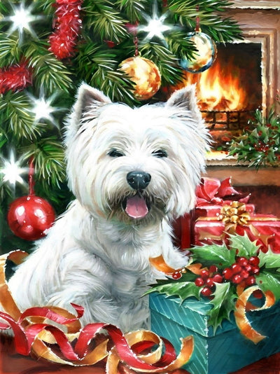 Yorkshire Terrier Blanc Broderie Diamant