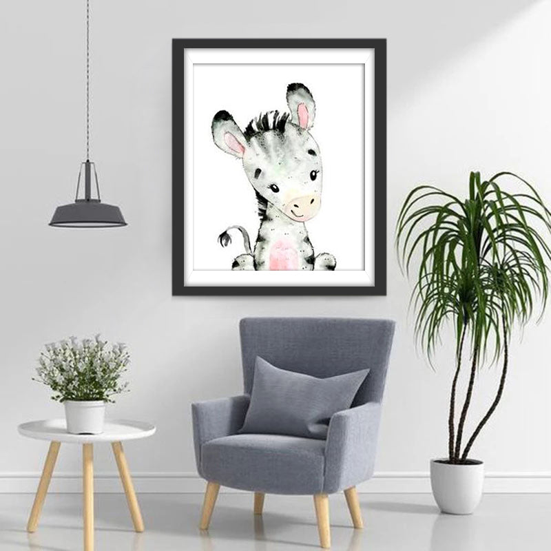 Zèbre à l'Aquarelle Broderie Diamant