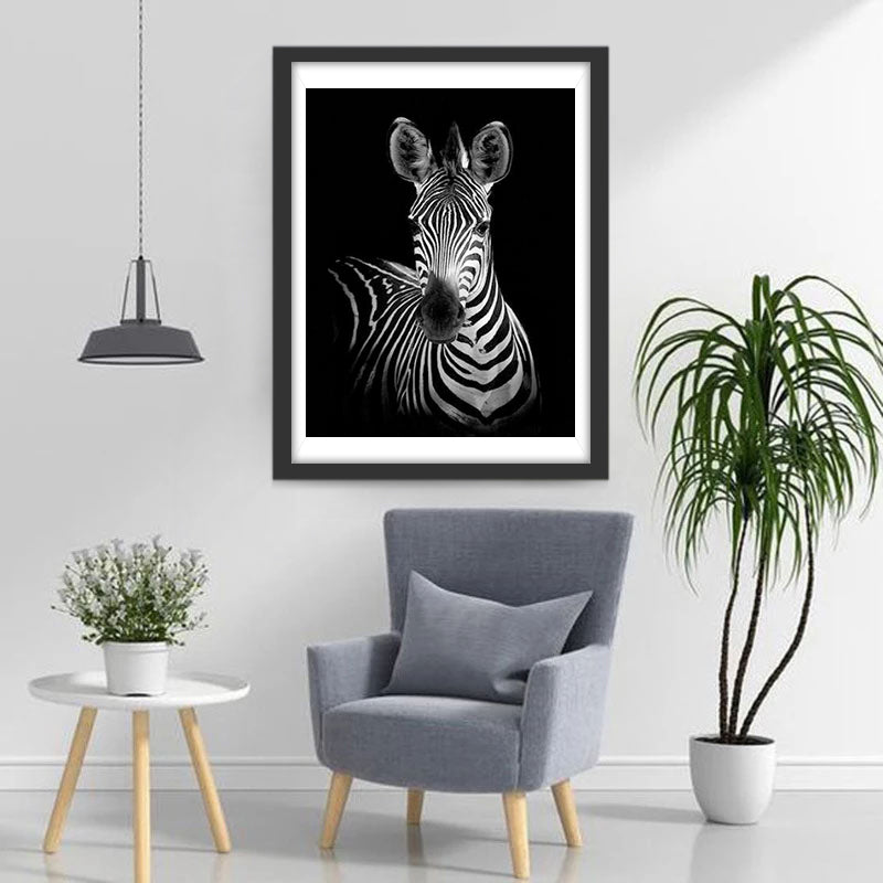 Zèbre Noir et Blanc Broderie Diamant