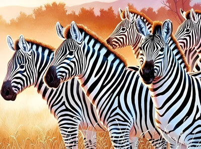 Zèbres et Savane Broderie Diamant