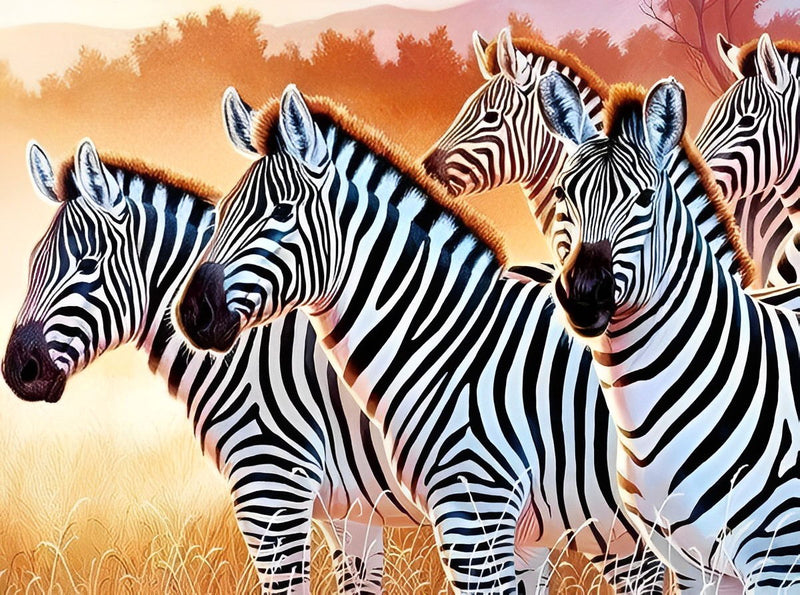 Zèbres et Savane Broderie Diamant